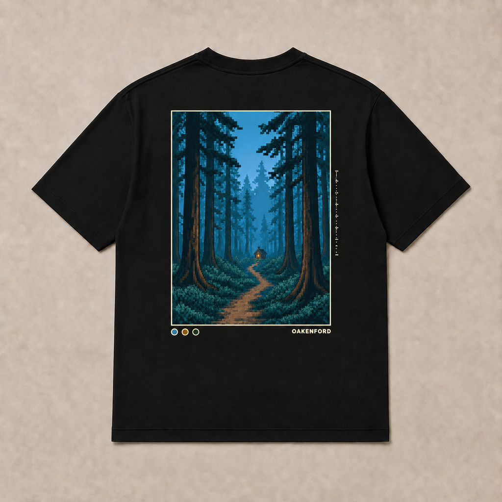 Back of black The Waylight graphic T-shirt by Oakenford