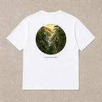 Back of white Green Divide graphic T-shirt by Oakenford