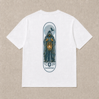 Back of white Lantern Keeper graphic T-shirt by Oakenford