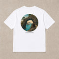 Back of white Stone Current graphic T-shirt by Oakenford