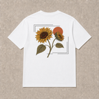 Back of white Sunflower graphic T-shirt by Oakenford