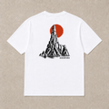 Back of white The Sea Spire graphic T-shirt by Oakenford