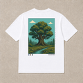 Back of white Oakwater graphic T-shirt by Oakenford
